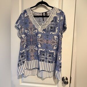 Skye's the Limit Blue and White Paisley Blouse